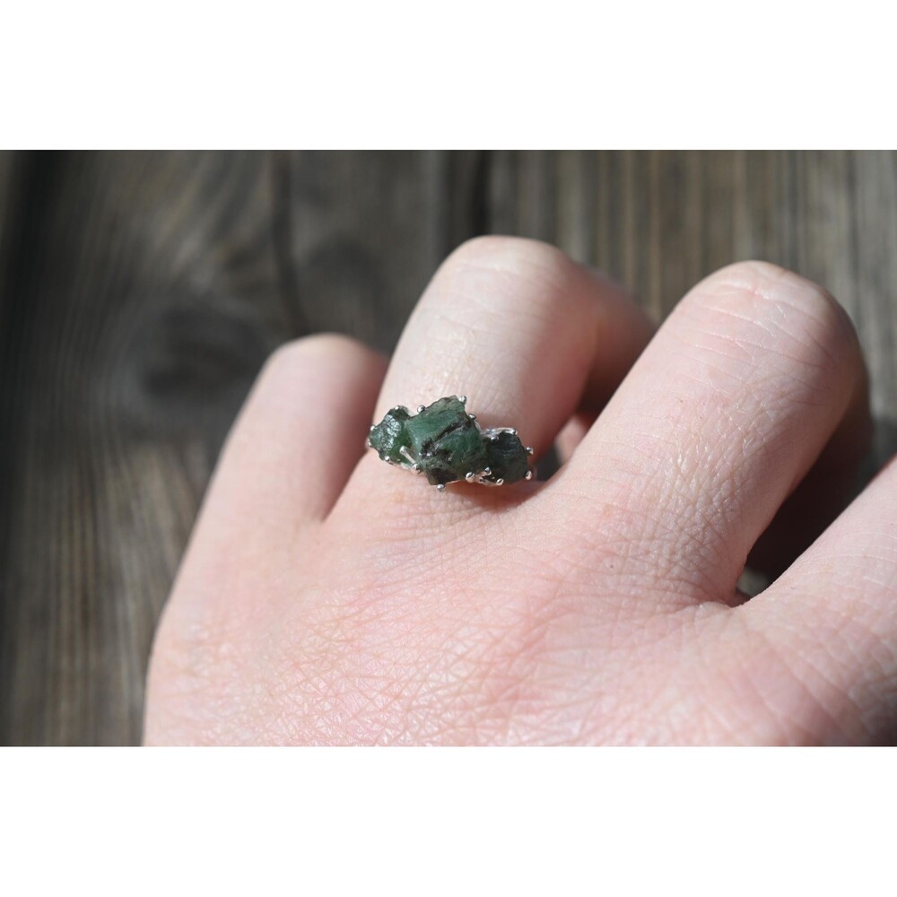 Engagement ring Emerald s, Natural Real and Raw, size 3 4 5 6 7 8 9 10 11 12